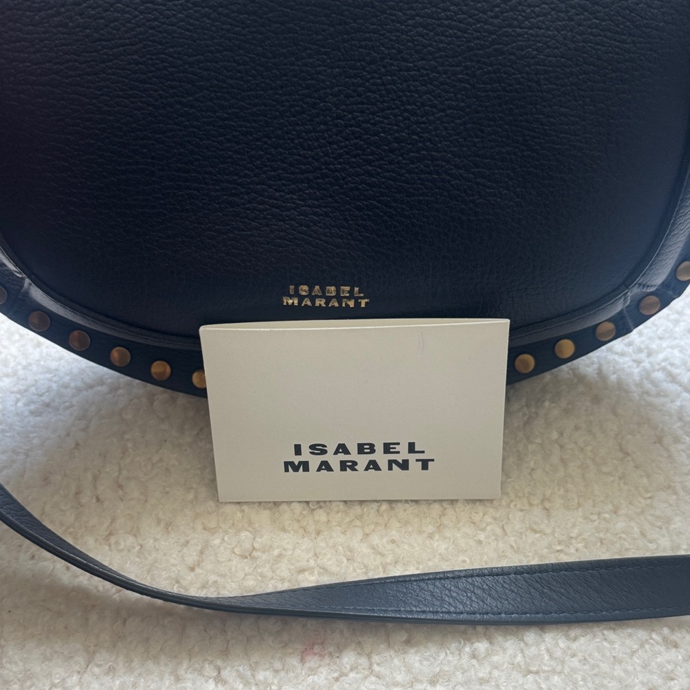 Isabel Marant Dark Blue Shoulder Bag with Gold Accents - Picture 8 of 11